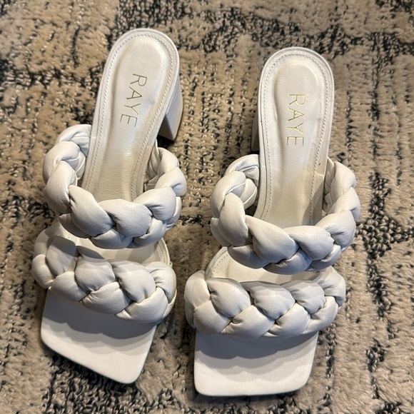 Raye Braided Puffy White Heeled Sandal - Picture 2 of 5